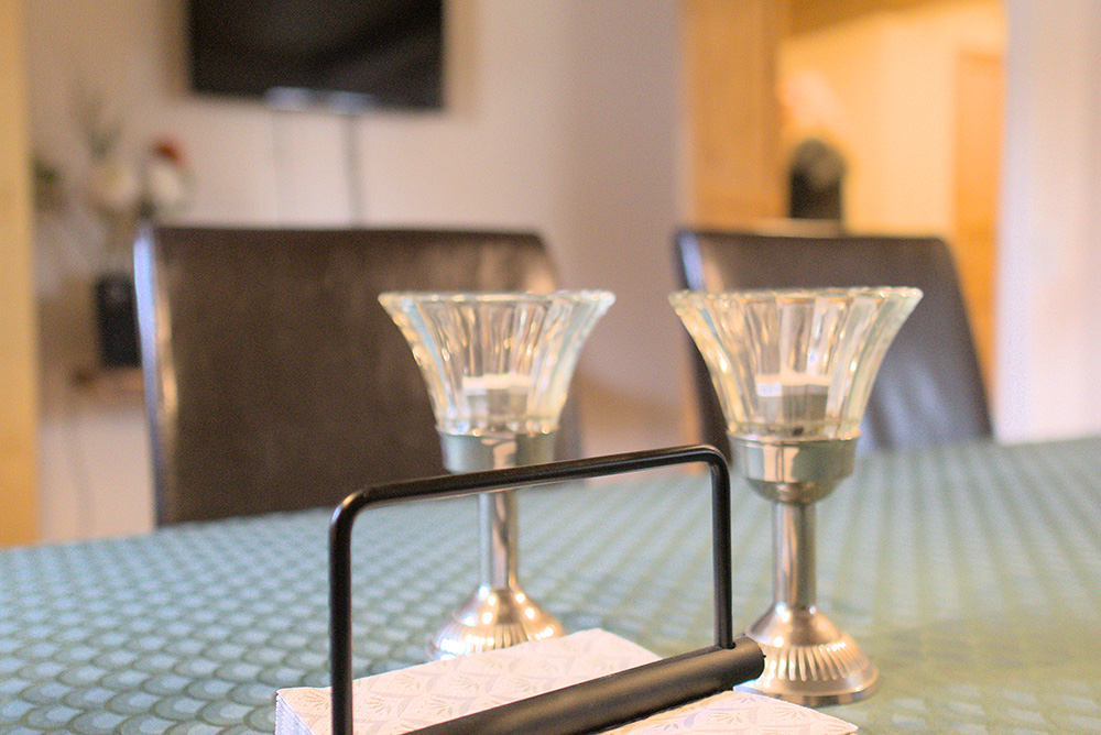 Dining table in the common room.